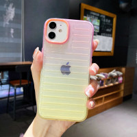 Градієнтний силіконовий чохол на iPhone 12 / iPhone 12 Pro рожево - жовтий