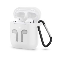 Чохол для AirPods 1/2 силіконовий SLIM прозорий з карабіном