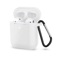 Чохол для AirPods 1/2 силіконовий SLIM білий з карабіном