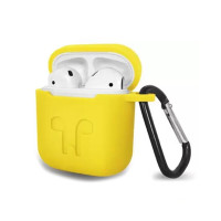 Чохол для AirPods 1/2 силіконовий SLIM жовтий з карабіном