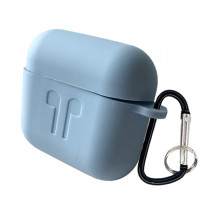Чохол для AirPods 3 силіконовий голубий з карабіном