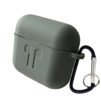 Чохол для AirPods 3 силіконовий сірий з карабіном