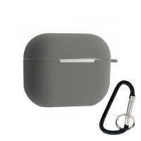 Чохол для AirPods PRO силіконовий сірий з карабіном
