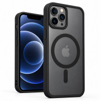 Протиударний матовий чохол MagSafe Soft-touch на iPhone 12 Pro Max Чорний